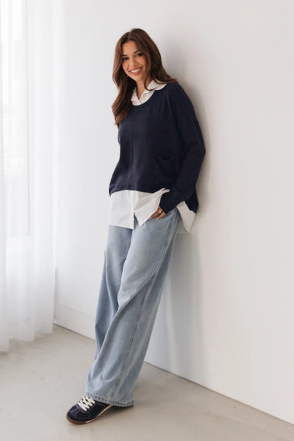 Colette Layered Knit - Navy