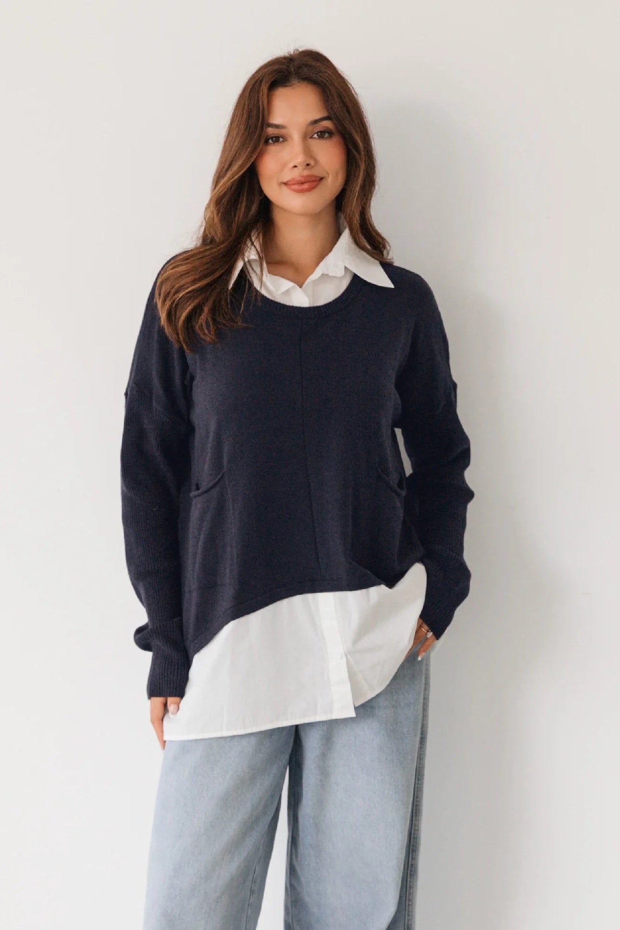 Colette Layered Knit - Navy
