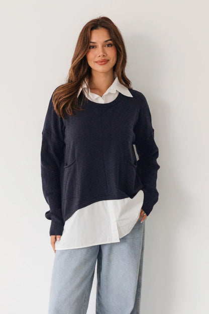 Colette Layered Knit - Navy