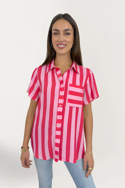 Vanya Summer Shirt - Pink/Stripes