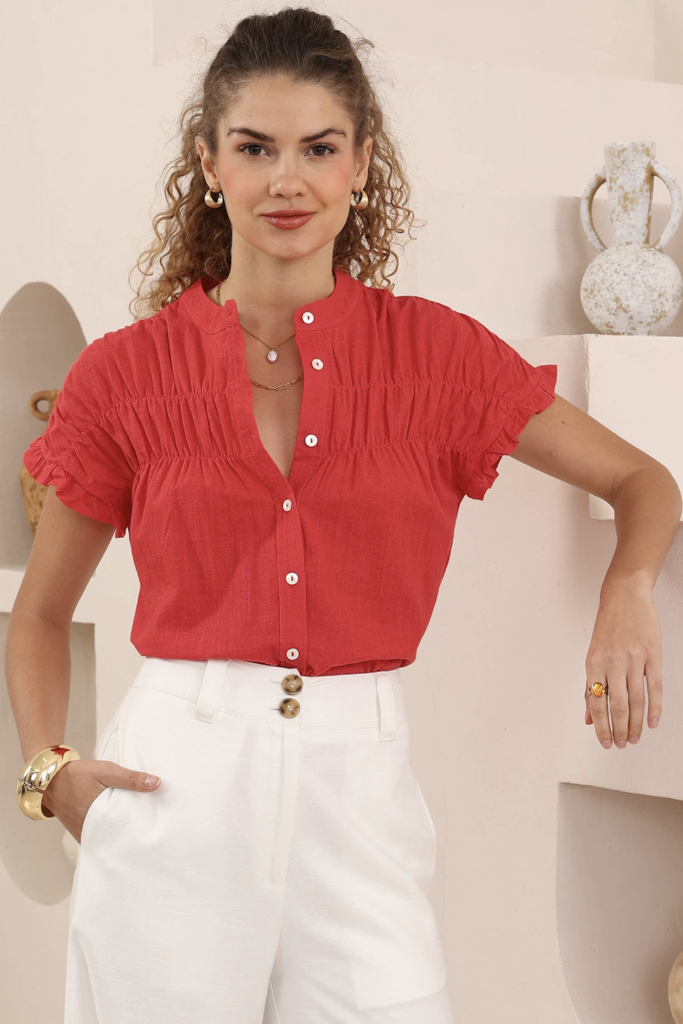 Prima Linen Shirt - Rouge