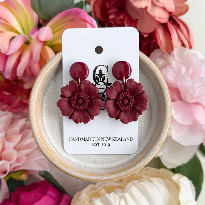 Clay Gossip - Red Wine Paige Earrings