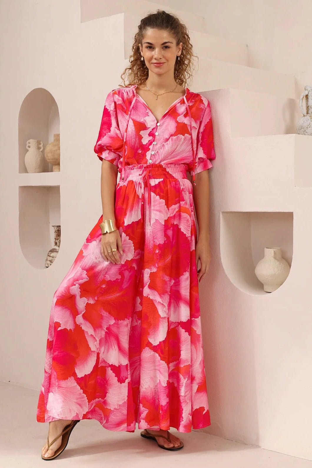 Rue Summer Blouse - Pink Floral