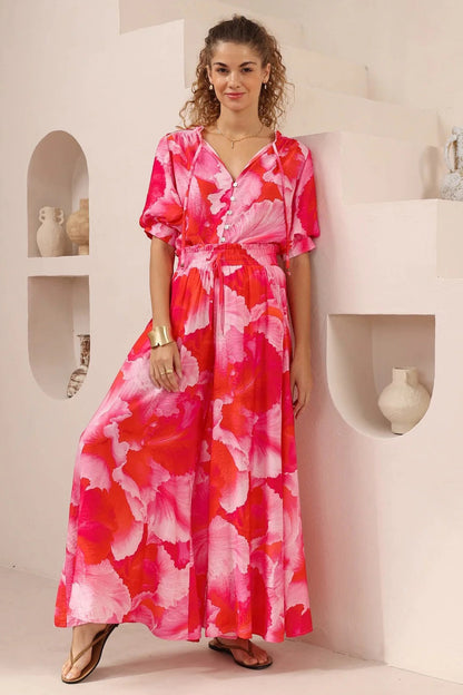 Rue Summer Blouse - Pink Floral