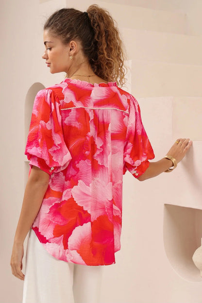 Rue Summer Blouse - Pink Floral