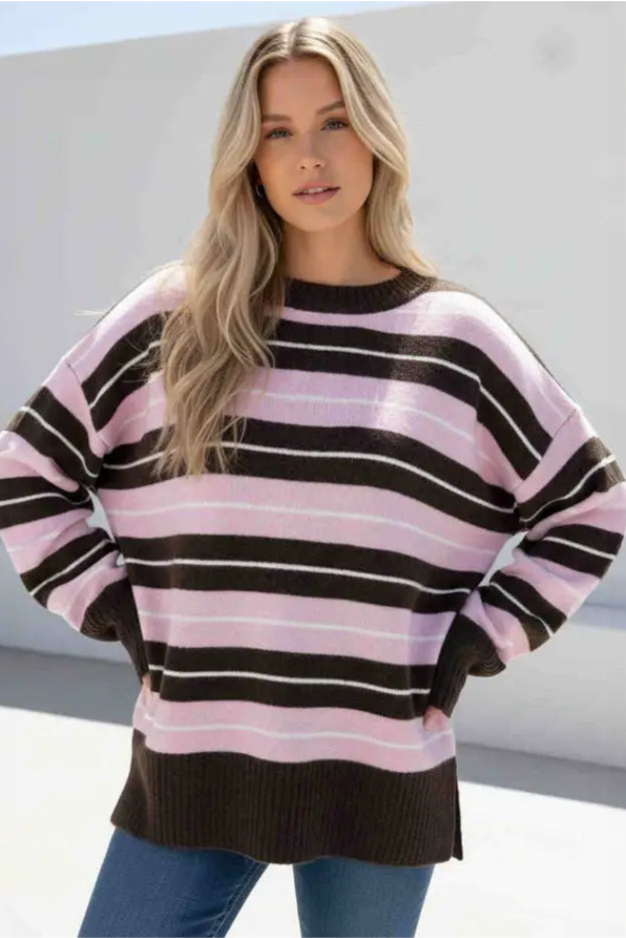 Jelly Stripe Knit - Blush/Choc