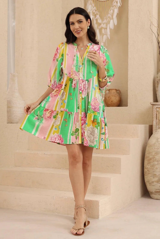 Sorbet Stripe Floral Sun Dress