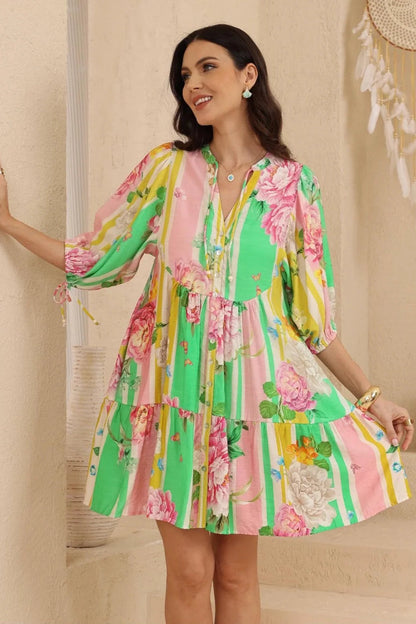 Sorbet Stripe Floral Sun Dress