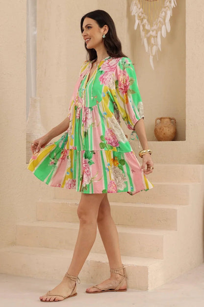 Sorbet Stripe Floral Sun Dress