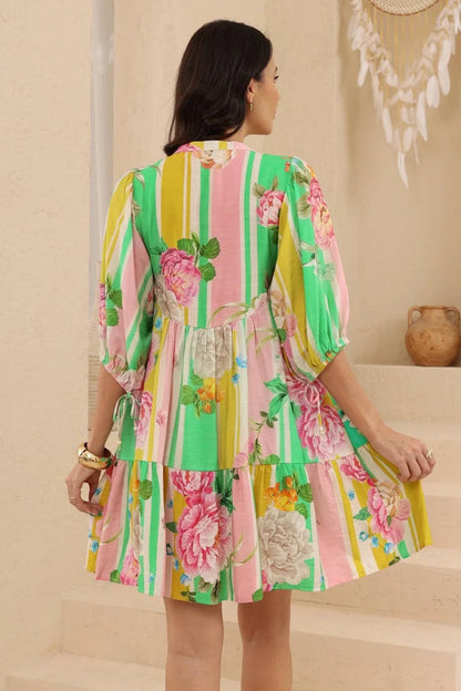 Sorbet Stripe Floral Sun Dress