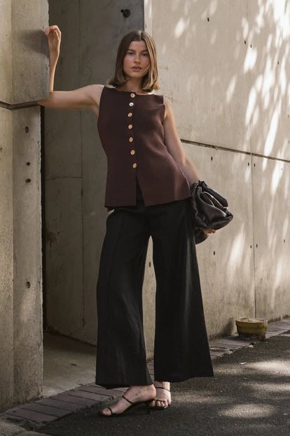 Verano Front Seam Linen Pant