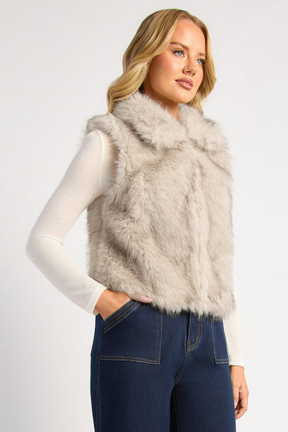 Leona Faux Fur Vest - Stone