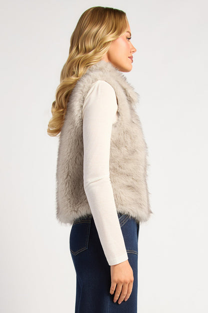 Leona Faux Fur Vest - Stone