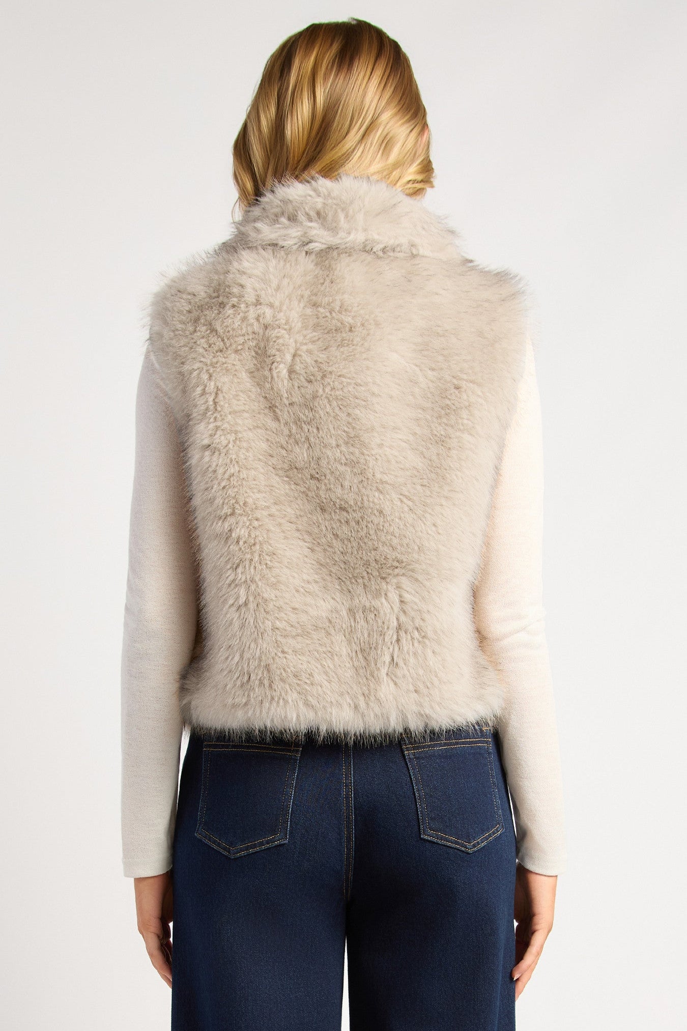 Leona Faux Fur Vest - Stone
