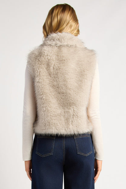 Leona Faux Fur Vest - Stone