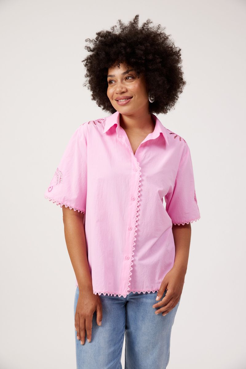 HAVEN - Larissa Broderie Shirt - Pink