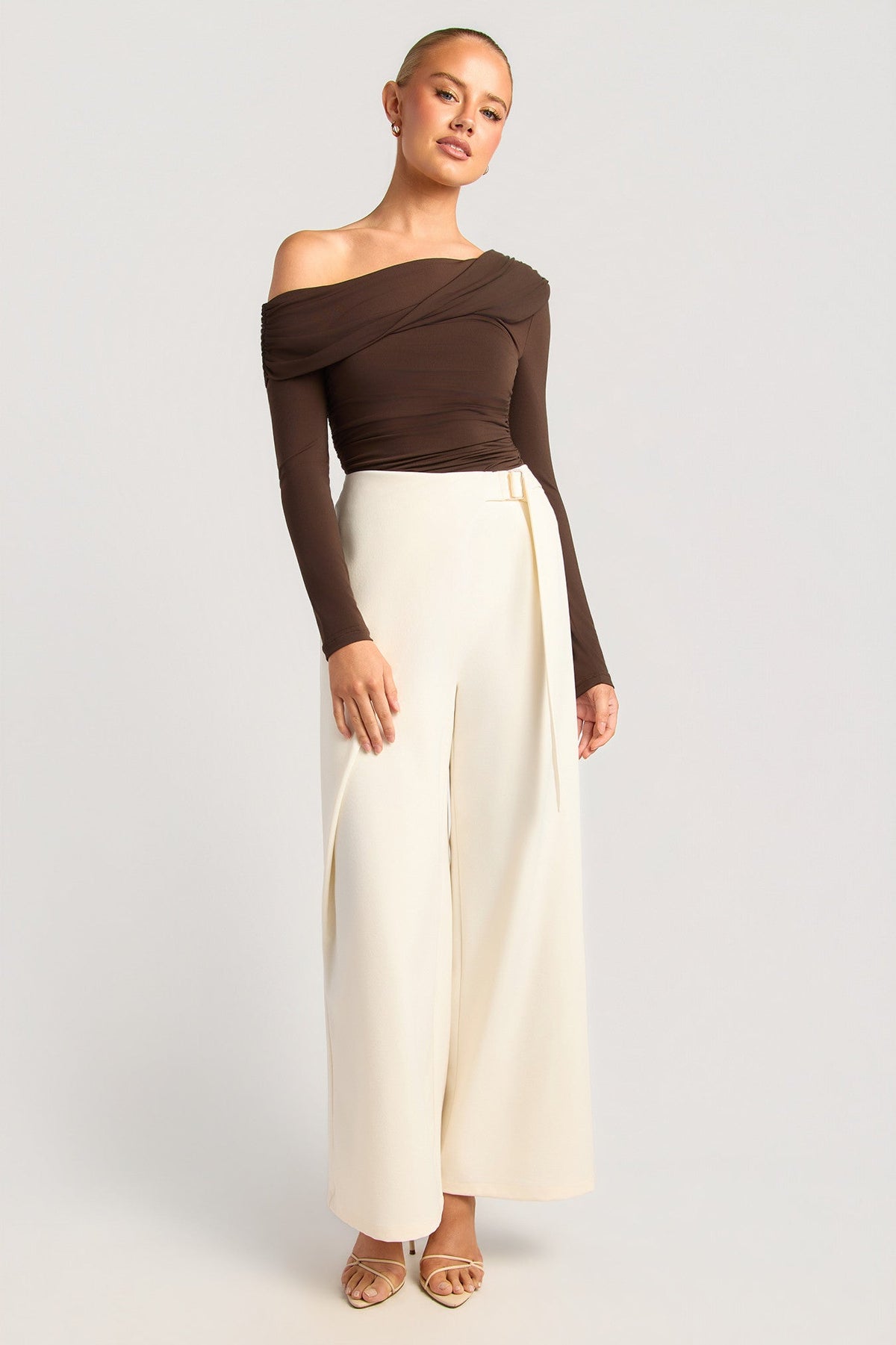 Victoria Wrap Wide Leg Pant - Ivory