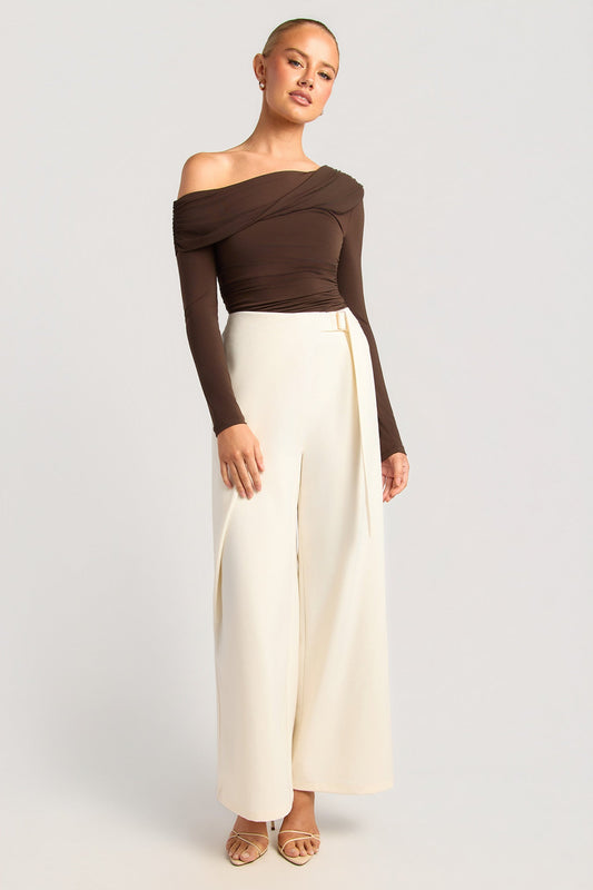 Victoria Wrap Wide Leg Pant - Ivory